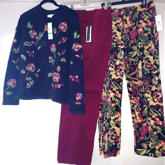 Cotton Corduroy Slacks Pants Mix & Match Weekend Separates Brick Red Sz 14 NWT - Picture 5 of 8